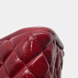 Pre Owned Chanel Matelasse Mademoiselle Chain Boring Shoulder Red Patent Leather