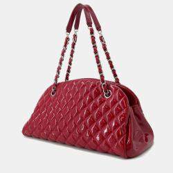 Pre Owned Chanel Matelasse Mademoiselle Chain Boring Shoulder Red Patent Leather