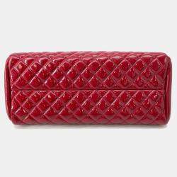 Pre Owned Chanel Matelasse Mademoiselle Chain Boring Shoulder Red Patent Leather