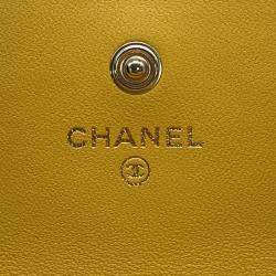 Pre Owned Chanel Boy Chanel Long Wallet Yellow Lambskin