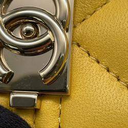 Pre Owned Chanel Boy Chanel Long Wallet Yellow Lambskin