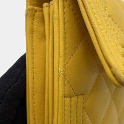Pre Owned Chanel Boy Chanel Long Wallet Yellow Lambskin