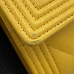 Pre Owned Chanel Boy Chanel Long Wallet Yellow Lambskin