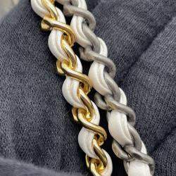 Pre Owned Chanel Gabriel White Aged Calf Leather Size Small