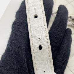 Pre Owned Chanel Gabriel White Aged Calf Leather Size Small