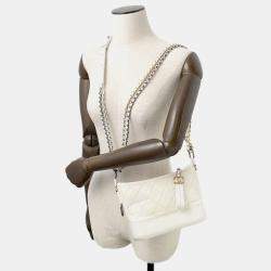 Pre Owned Chanel Gabriel White Aged Calf Leather Size Small