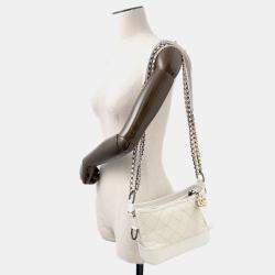 Pre Owned Chanel Gabriel White Aged Calf Leather Size Small