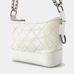 Pre Owned Chanel Gabriel White Aged Calf Leather Size Small
