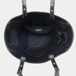 Pre Owned Chanel Paris-Biarritz Tote Bag Black Leather Canvas Size Gm