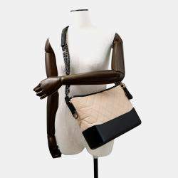 Pre Owned Chanel Gabriel De Chanel Hobo Chain shoulder Bag Beige/Black Calf Leather
