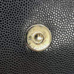 Pre Owned Chanel Chain Wallet Black Caviar Leather