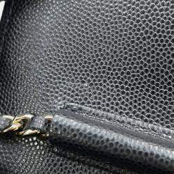 Pre Owned Chanel Chain Wallet Black Caviar Leather