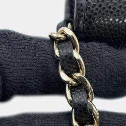 Pre Owned Chanel Chain Wallet Black Caviar Leather