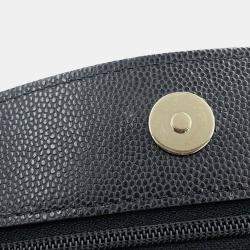 Pre Owned Chanel Chain Wallet Black Caviar Leather