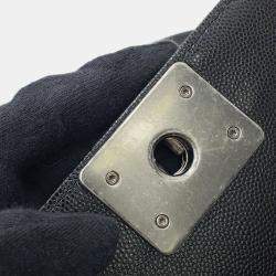 Pre Owned Chanel Boy Chanel Chain shoulder Bag Black Caviar Leather Size 20