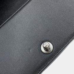 Pre Owned Chanel Boy Chanel Chain shoulder Bag Black Caviar Leather Size 20