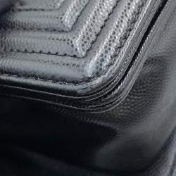 Pre Owned Chanel Boy Chanel Chain shoulder Bag Black Caviar Leather Size 20