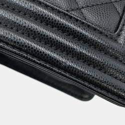 Pre Owned Chanel Boy Chanel Chain shoulder Bag Black Caviar Leather Size 20