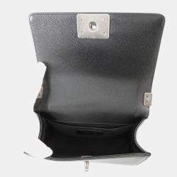 Pre Owned Chanel Boy Chanel Chain shoulder Bag Black Caviar Leather Size 20