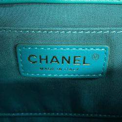 Pre Owned Chanel Matelasse Clutch Bag Turquoise Lambskin