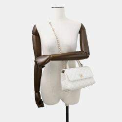 Pre Owned Chanel Coco Handle 2Way Handbag White Caviar Leather Size Xs