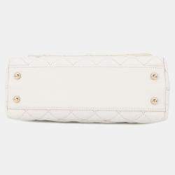 Pre Owned Chanel Coco Handle 2Way Handbag White Caviar Leather Size Xs