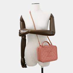 Pre Owned Chanel Ccfiligree 2Wayshoulder Bag Pink Caviar Leather
