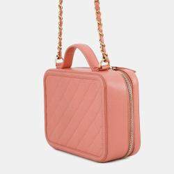 Pre Owned Chanel Ccfiligree 2Wayshoulder Bag Pink Caviar Leather