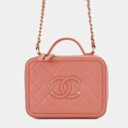 Pre Owned Chanel Ccfiligree 2Wayshoulder Bag Pink Caviar Leather