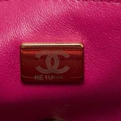 Pre Owned Chanel Pink Quilted Tweed Mini Classic Single Flap Bag