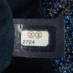 Pre Owned Chanel Navy Blue Straw and Lurex Fabric Large Deauville Shopper Tote