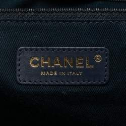 Pre Owned Chanel Navy Blue Straw and Lurex Fabric Large Deauville Shopper Tote