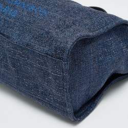 Pre Owned Chanel Navy Blue Straw and Lurex Fabric Large Deauville Shopper Tote