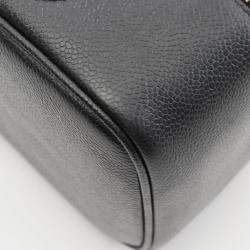 Pre Owned Chanel Coco Mark Vanity Handbag Leather Grained Calfskin Black