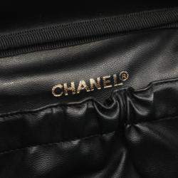 Pre Owned Chanel Coco Mark Vanity Handbag Leather Grained Calfskin Black