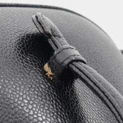 Pre Owned Chanel Coco Mark Vanity Handbag Leather Grained Calfskin Black