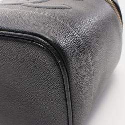 Pre Owned Chanel Coco Mark Hand Vertical Vanity Bag Leather Black