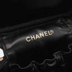 Pre Owned Chanel Coco Mark Hand Vertical Vanity Bag Leather Black