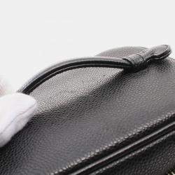 Pre Owned Chanel Coco Mark Hand Vertical Vanity Bag Leather Black