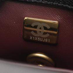 Pre Owned Chanel Coco Handle Xxs 2Way Handbag Grained Calfskin Black