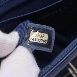 Pre Owned Chanel Chevron V Stitch Chain Shoulder Crossbody Bag Leather Blue