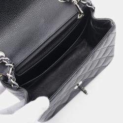 Pre Owned Chanel Mini Matelasse Chain Shoulder Bag Grained Calfskin Black