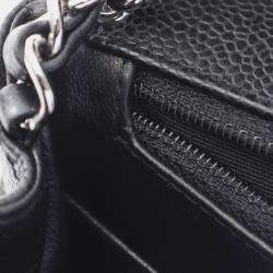 Pre Owned Chanel Mini Matelasse Chain Shoulder Bag Grained Calfskin Black