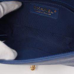 Pre Owned Chanel Boy Chanel Small Shoulder Bag Grained Calf Blue
