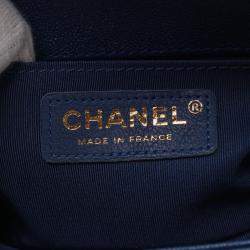 Pre Owned Chanel Boy Chanel Small Shoulder Bag Grained Calf Blue