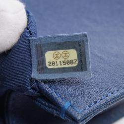 Pre Owned Chanel Boy Chanel Small Shoulder Bag Grained Calf Blue