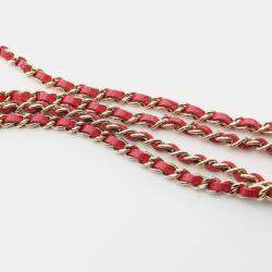 Pre Owned Chanel Matelasse Phone Shoulder Bag Leather Grained Calfskin Red