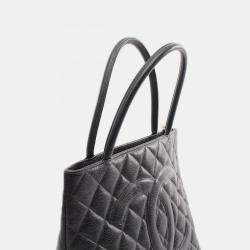 Pre Owned Chanel Medallion Tote Hand Bag Leather Black