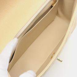 Pre Owned Chanel Matelasse Diana Flap Chain Shoulder Bag Leather Beige