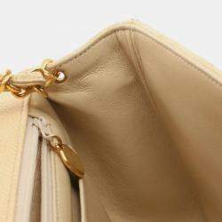 Pre Owned Chanel Matelasse Diana Flap Chain Shoulder Bag Leather Beige